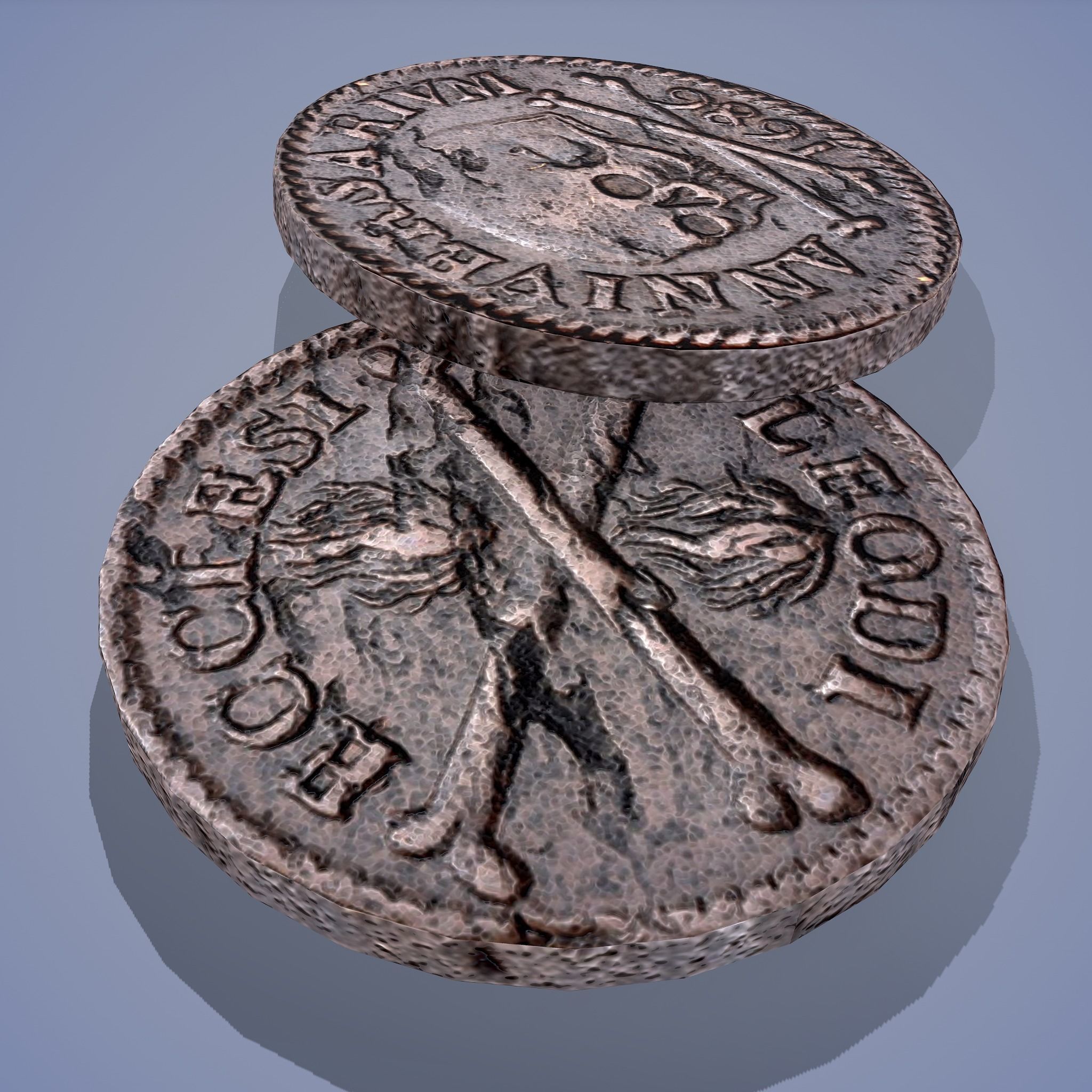 Medieval Coin Low-poly 3D model_14