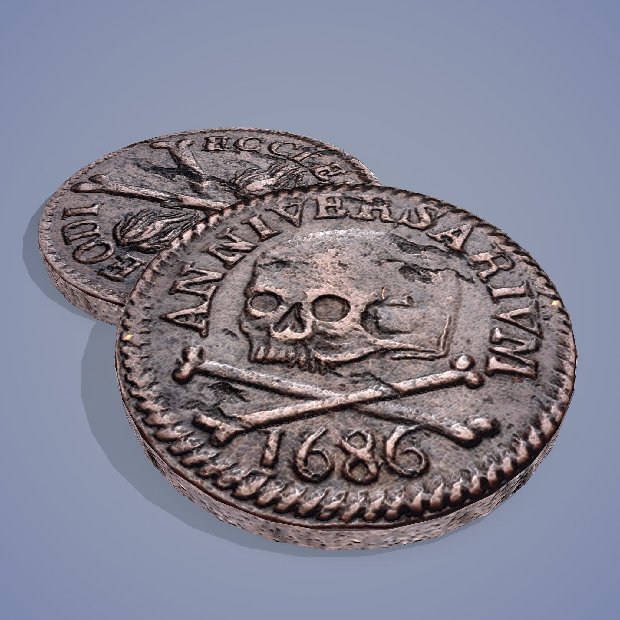 Medieval Coin Low-poly 3D model_13