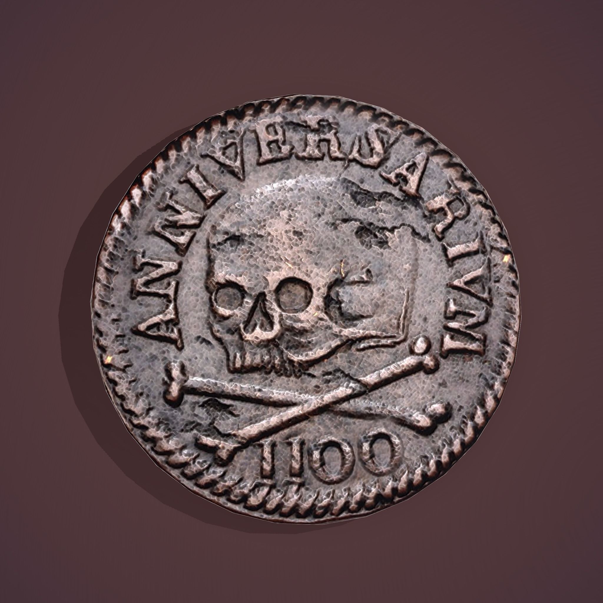 Medieval Coin Low-poly 3D model_2