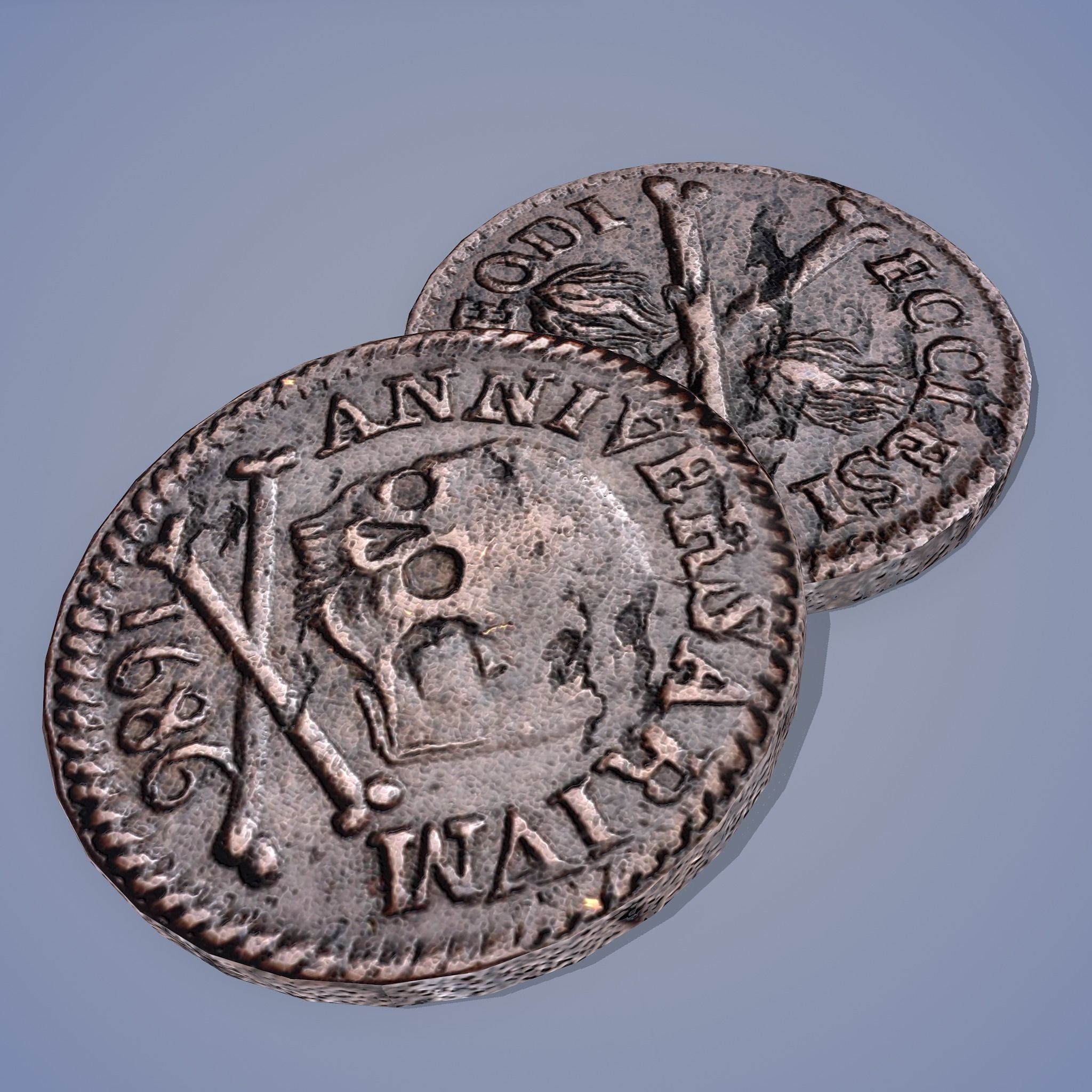 Medieval Coin Low-poly 3D model_15