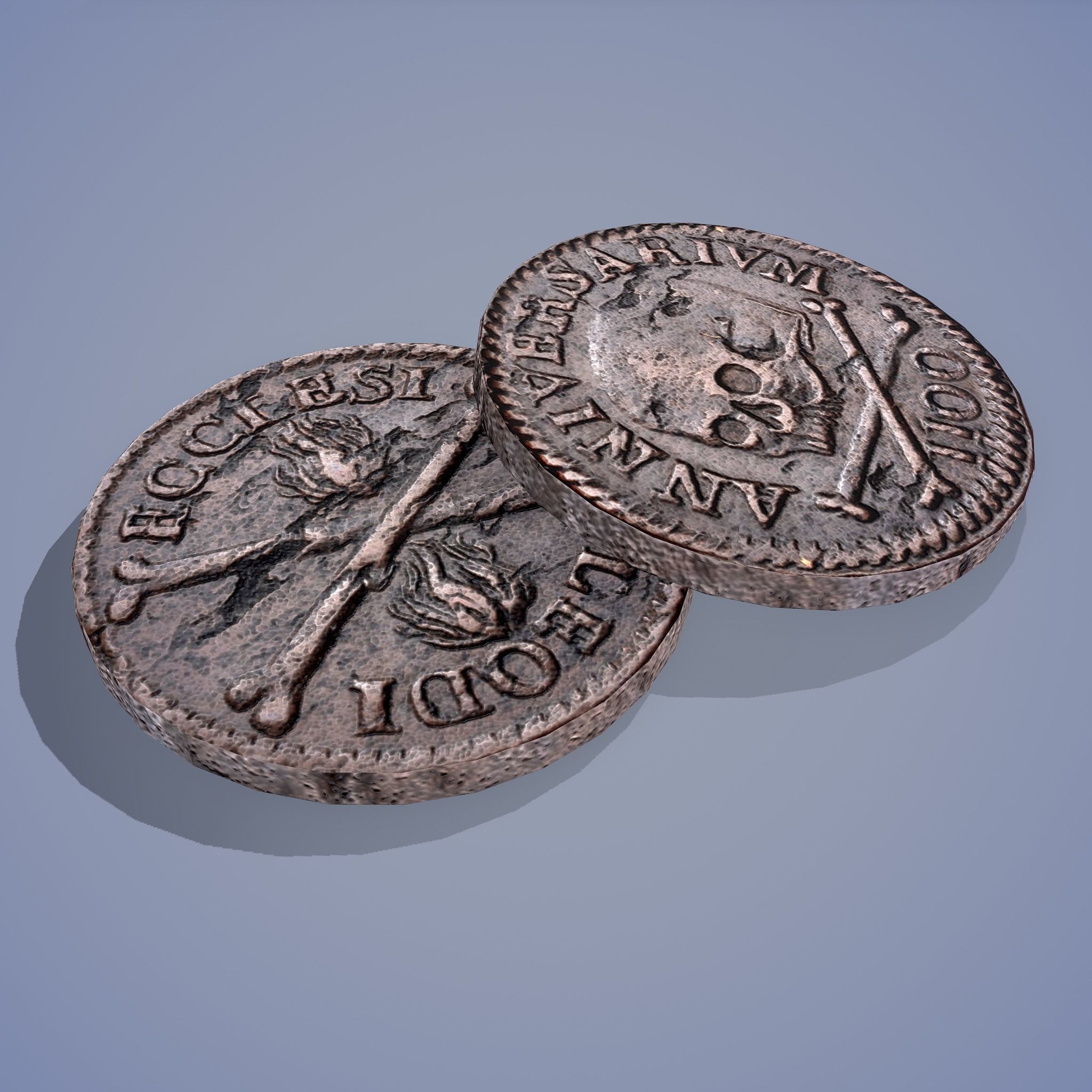 Medieval Coin Low-poly 3D model_17