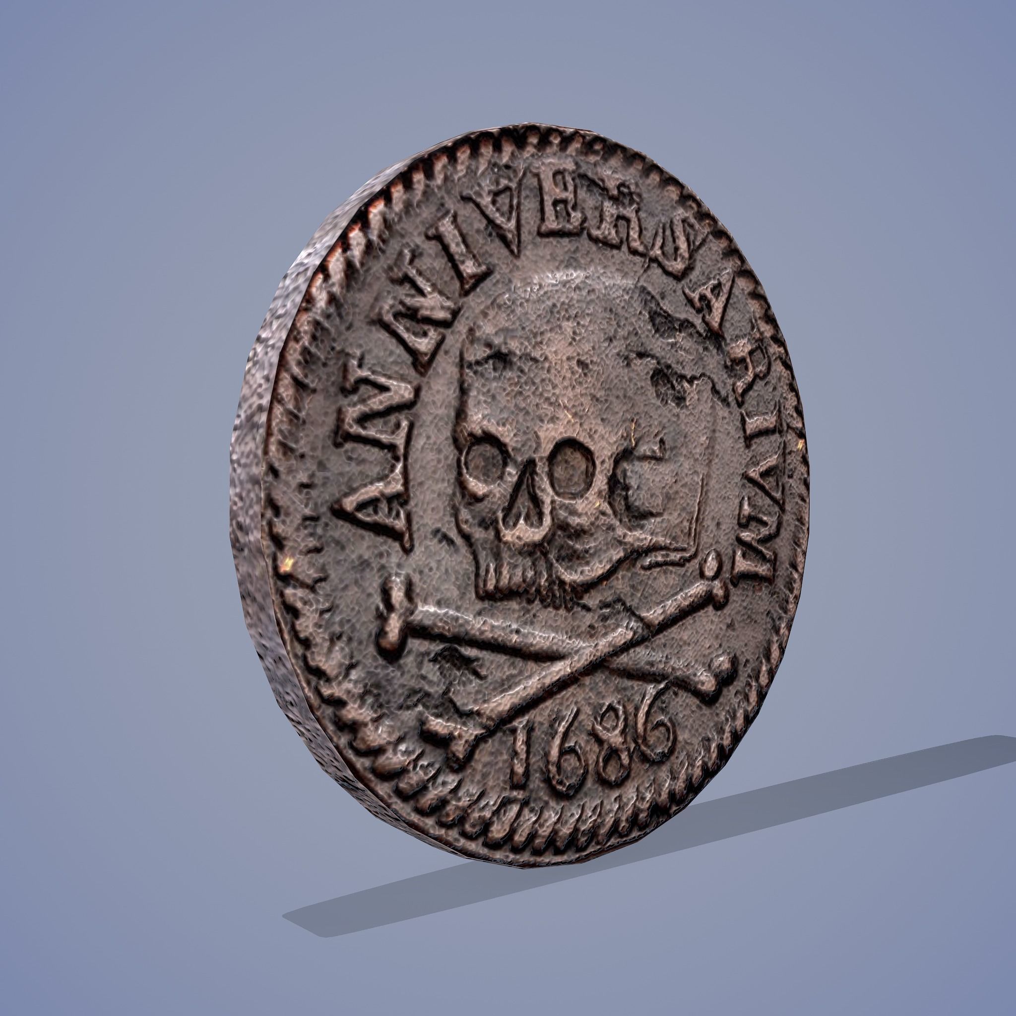 Medieval Coin Low-poly 3D model_6