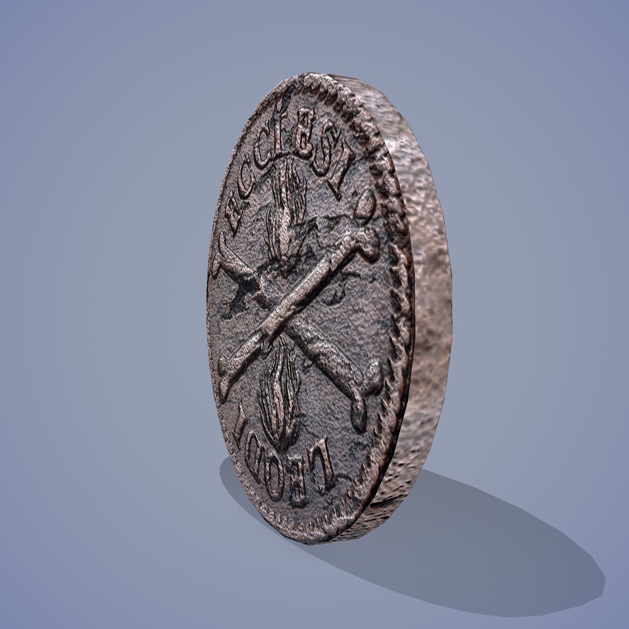 Medieval Coin Low-poly 3D model_9
