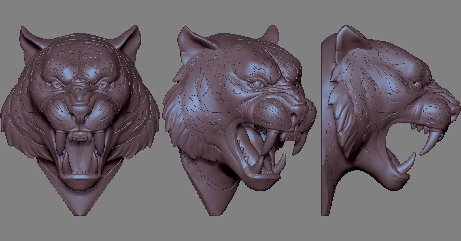 Tiger Head Number01 3D print model_3