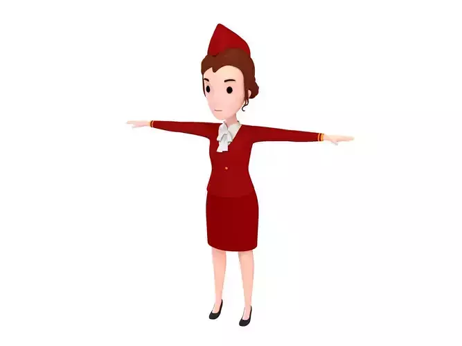 CartoonGirl017 AirHostess 3D model
