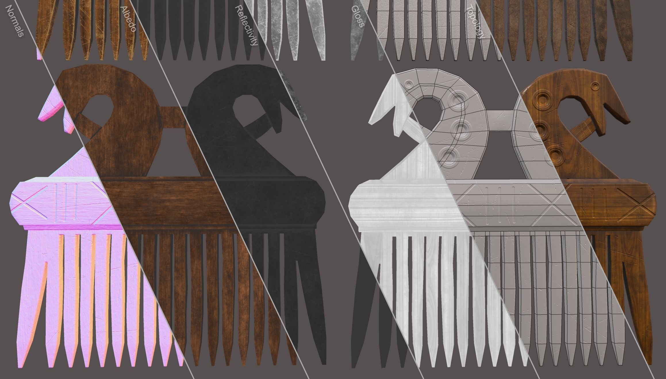 Viking Dragon Comb Low-poly 3D model_31