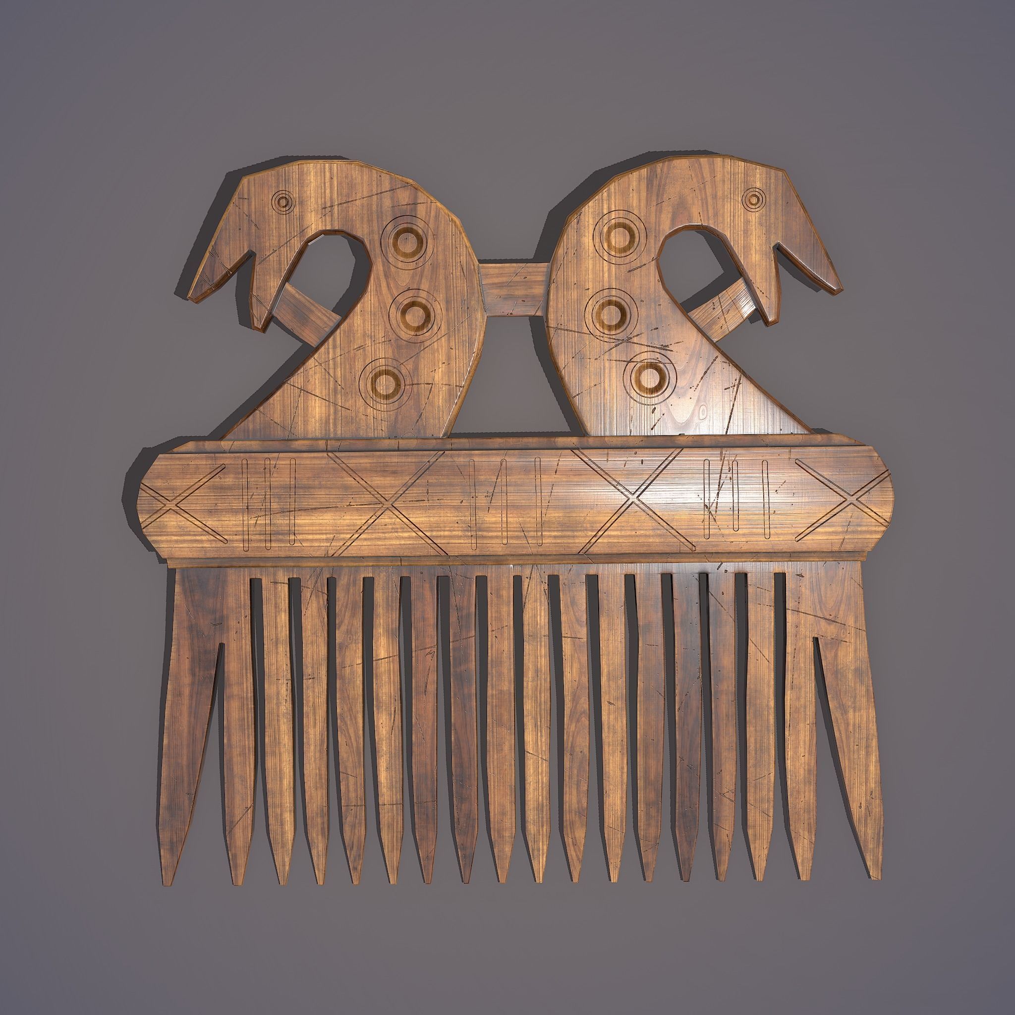 Viking Dragon Comb Low-poly 3D model_8