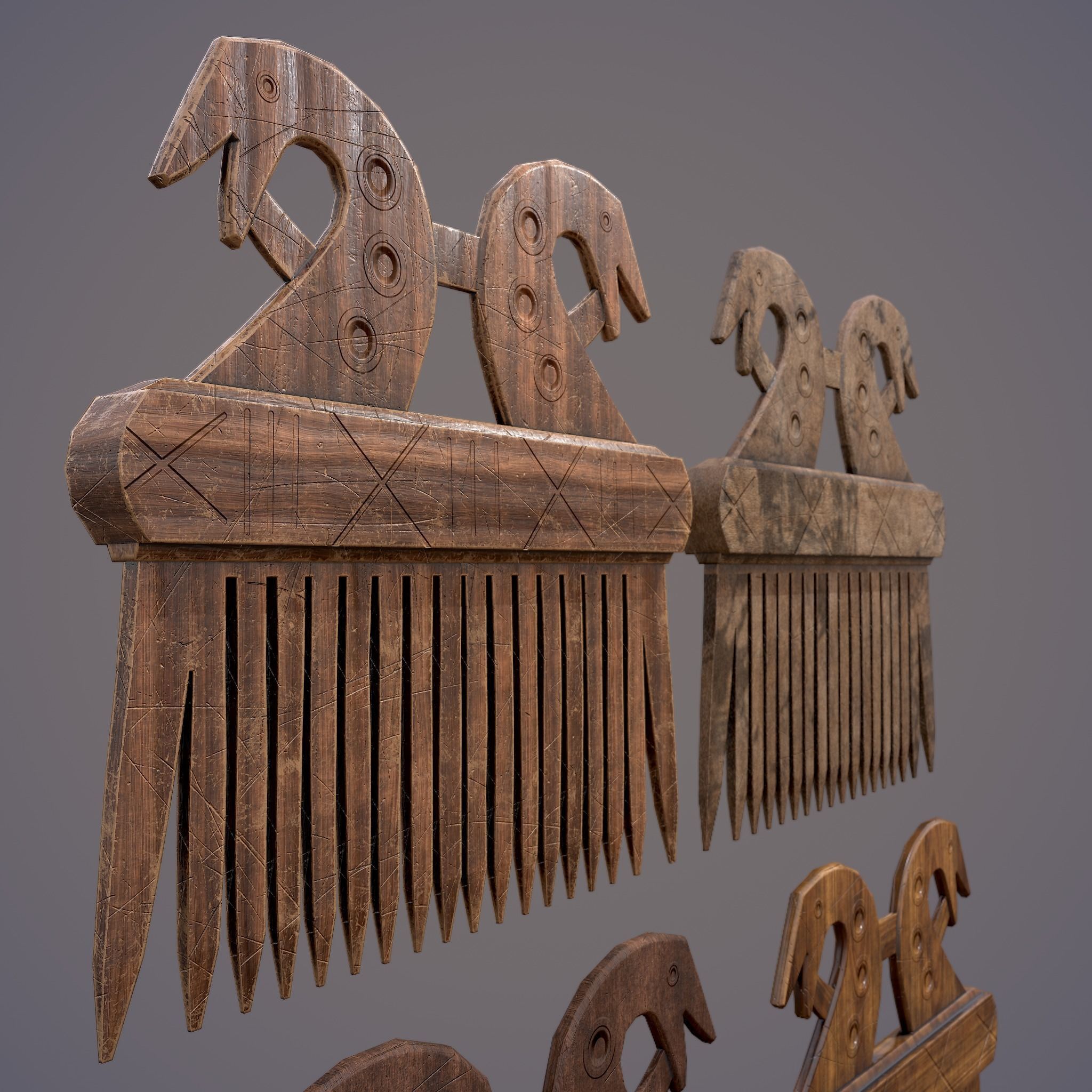 Viking Dragon Comb Low-poly 3D model_24