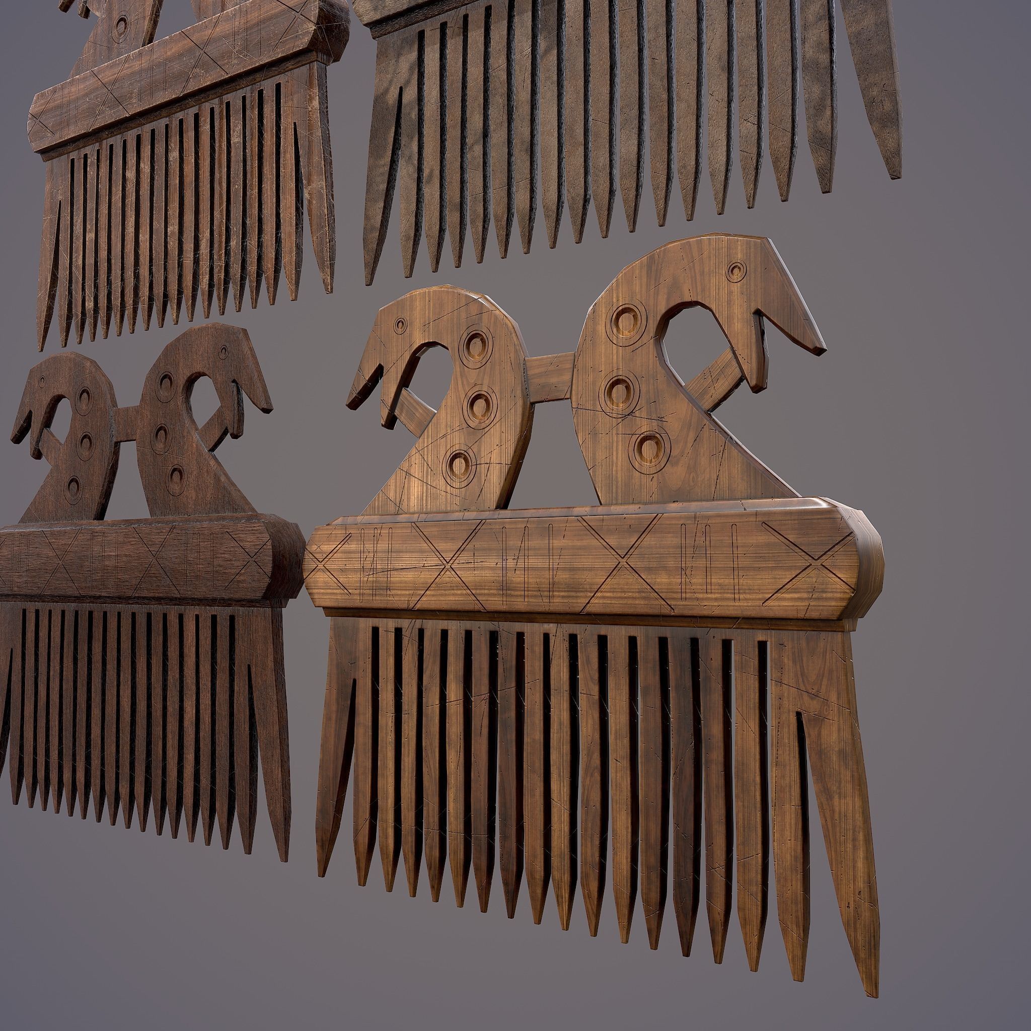 Viking Dragon Comb Low-poly 3D model_23