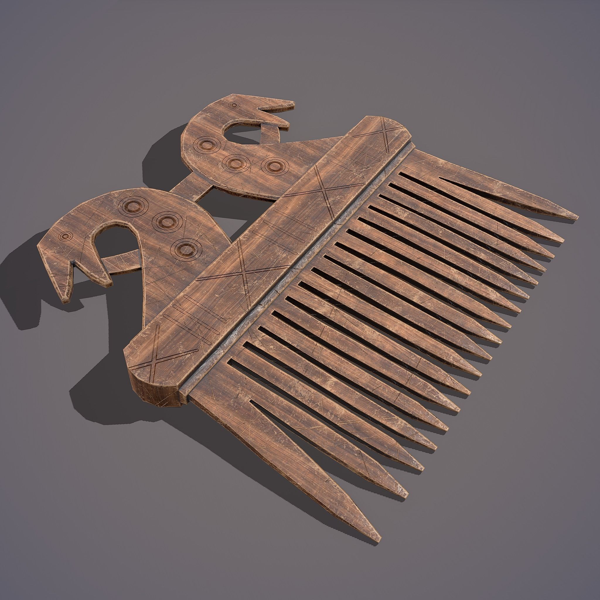 Viking Dragon Comb Low-poly 3D model_5