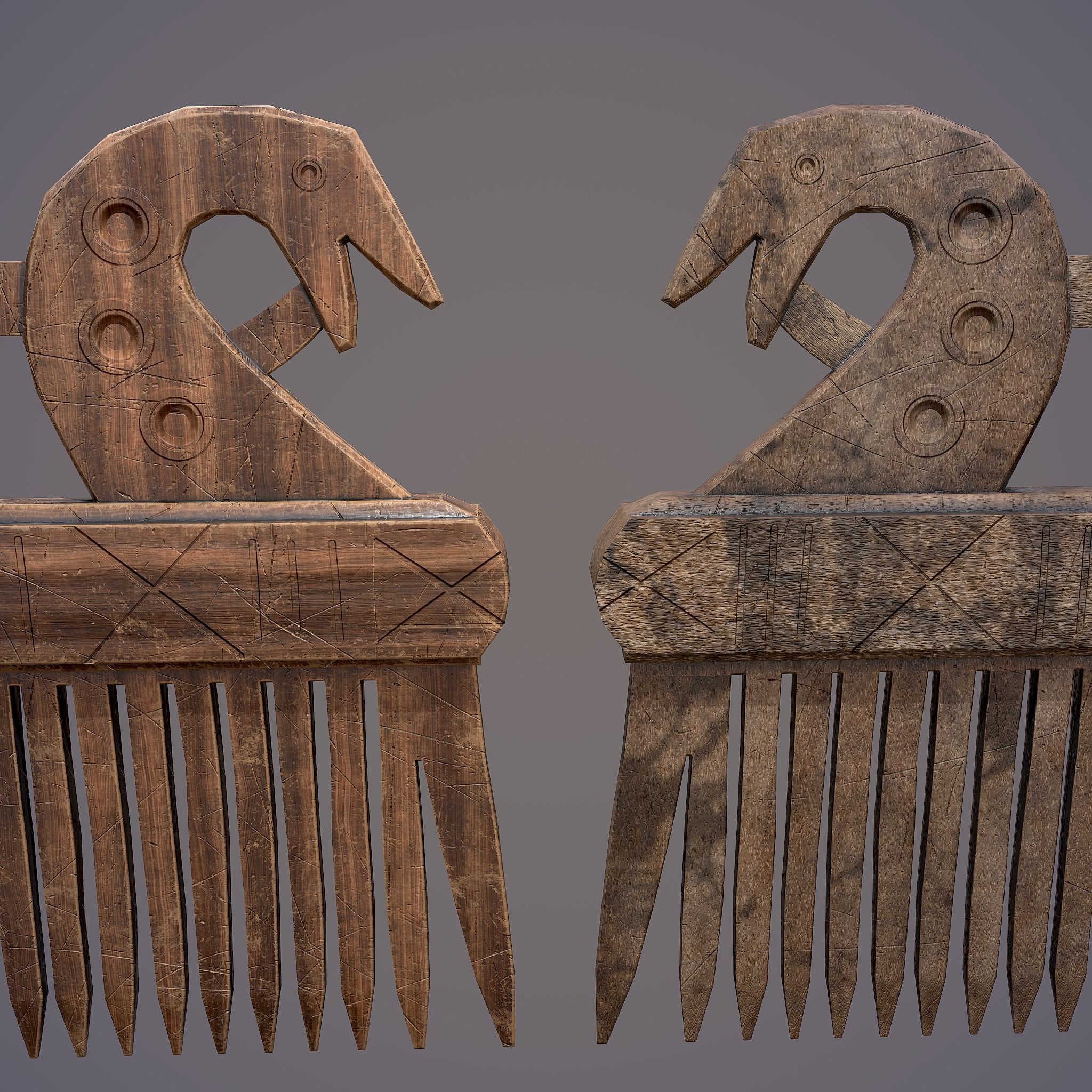 Viking Dragon Comb Low-poly 3D model_20