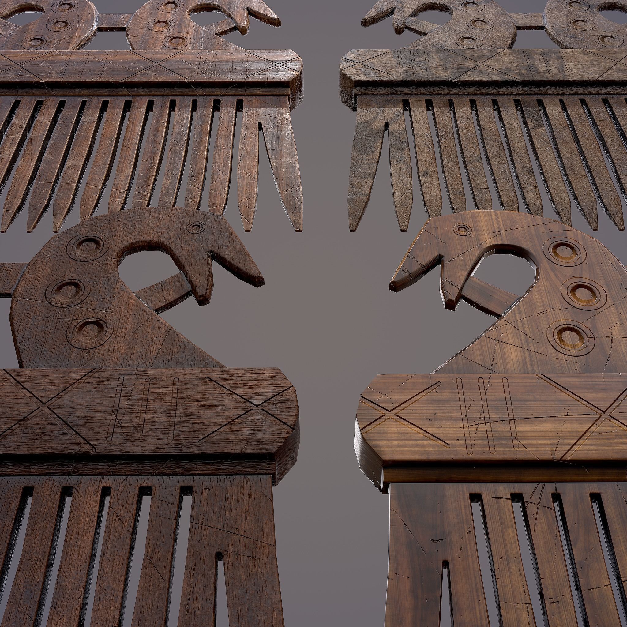 Viking Dragon Comb Low-poly 3D model_17