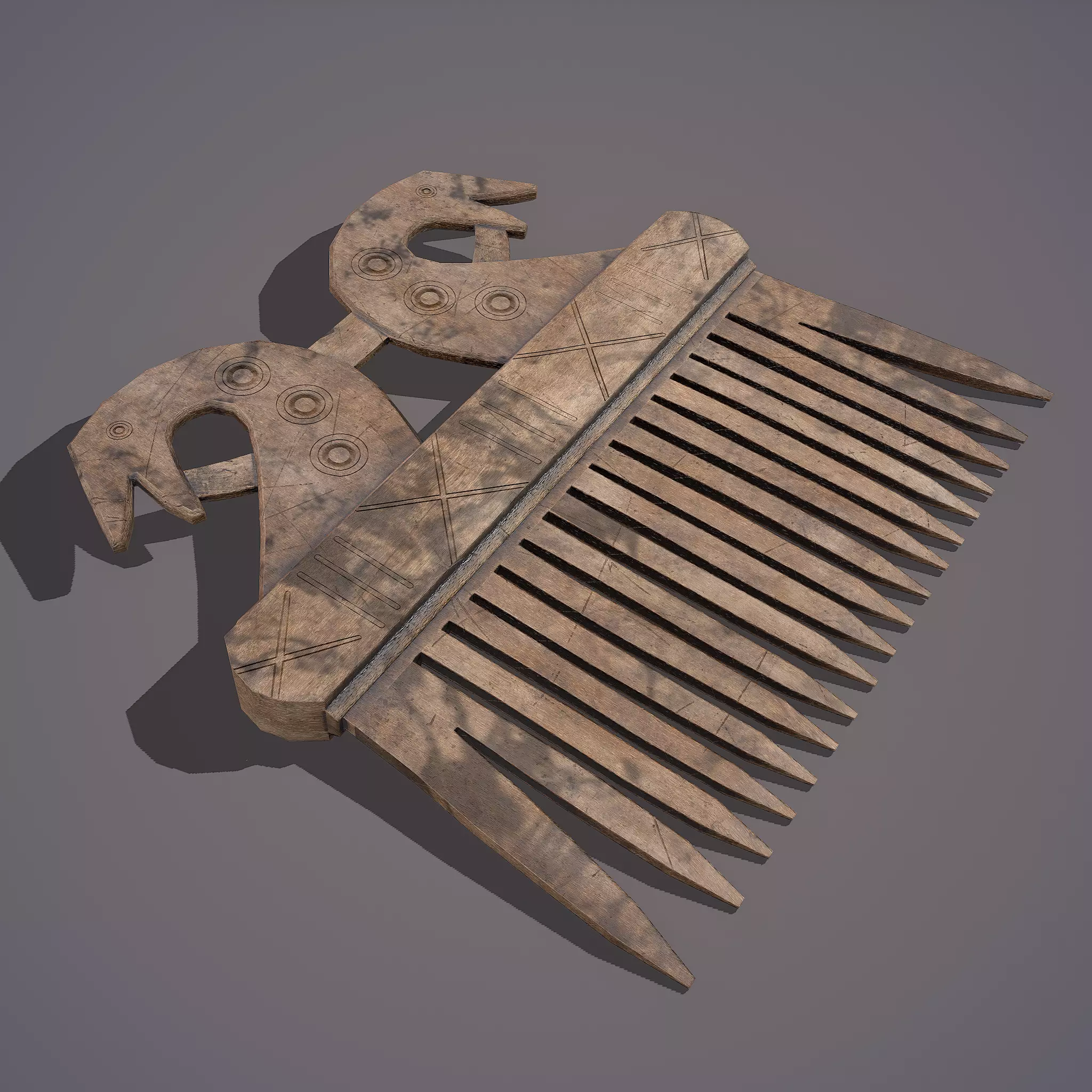 Viking Dragon Comb Low-poly 3D model_0