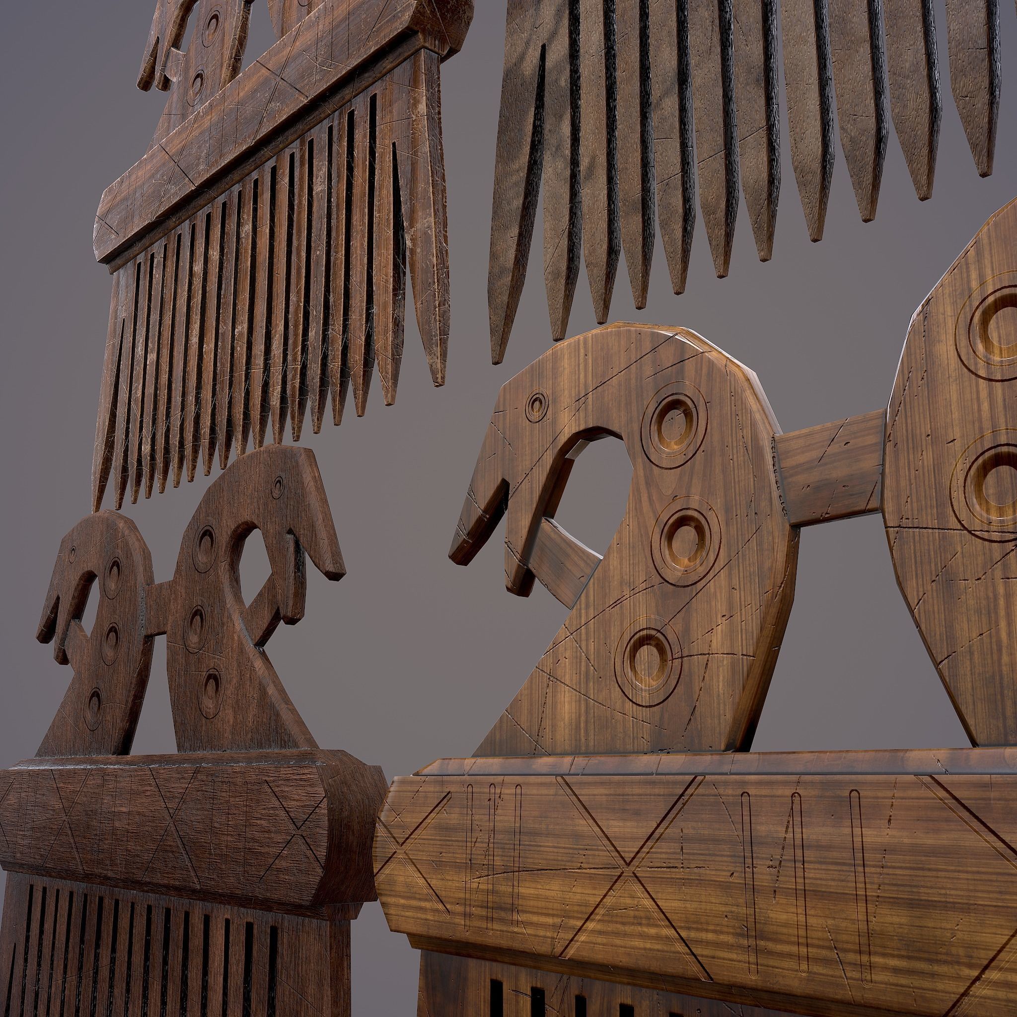 Viking Dragon Comb Low-poly 3D model_18