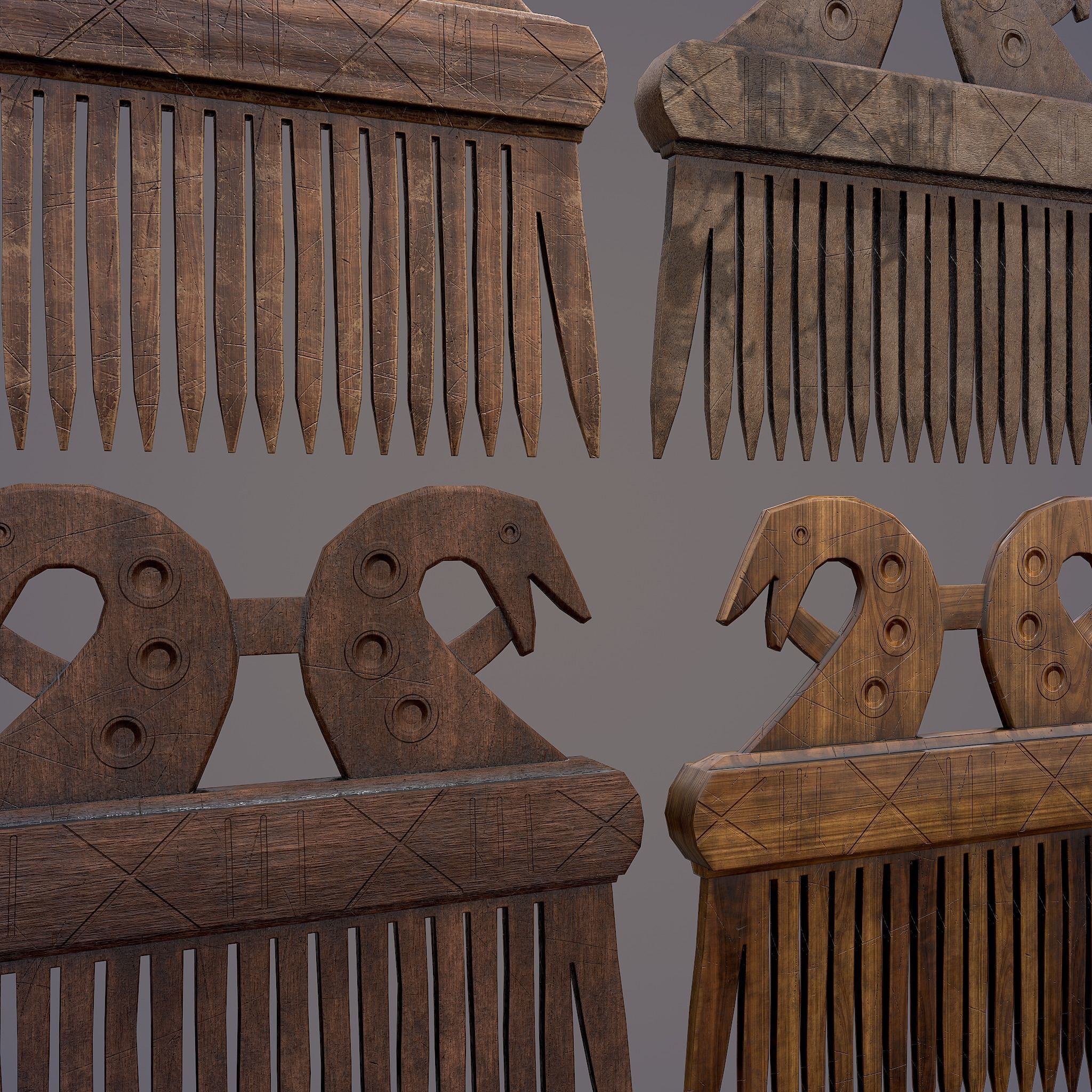 Viking Dragon Comb Low-poly 3D model_21