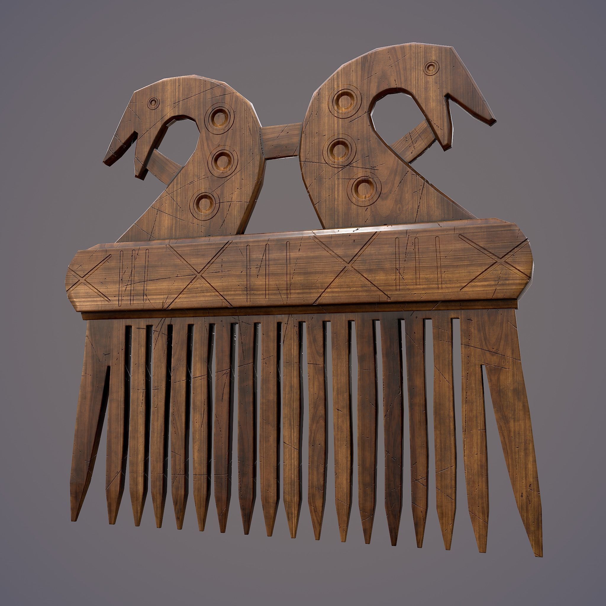 Viking Dragon Comb Low-poly 3D model_28