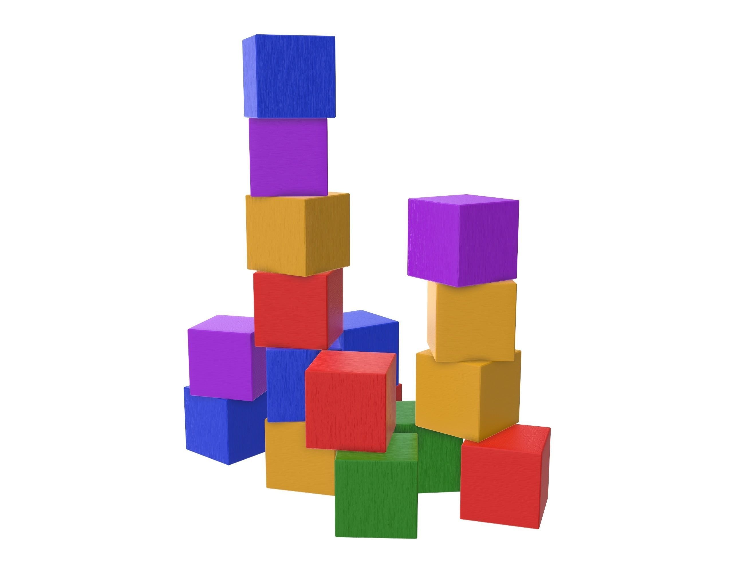Colored cubes 3D model_2
