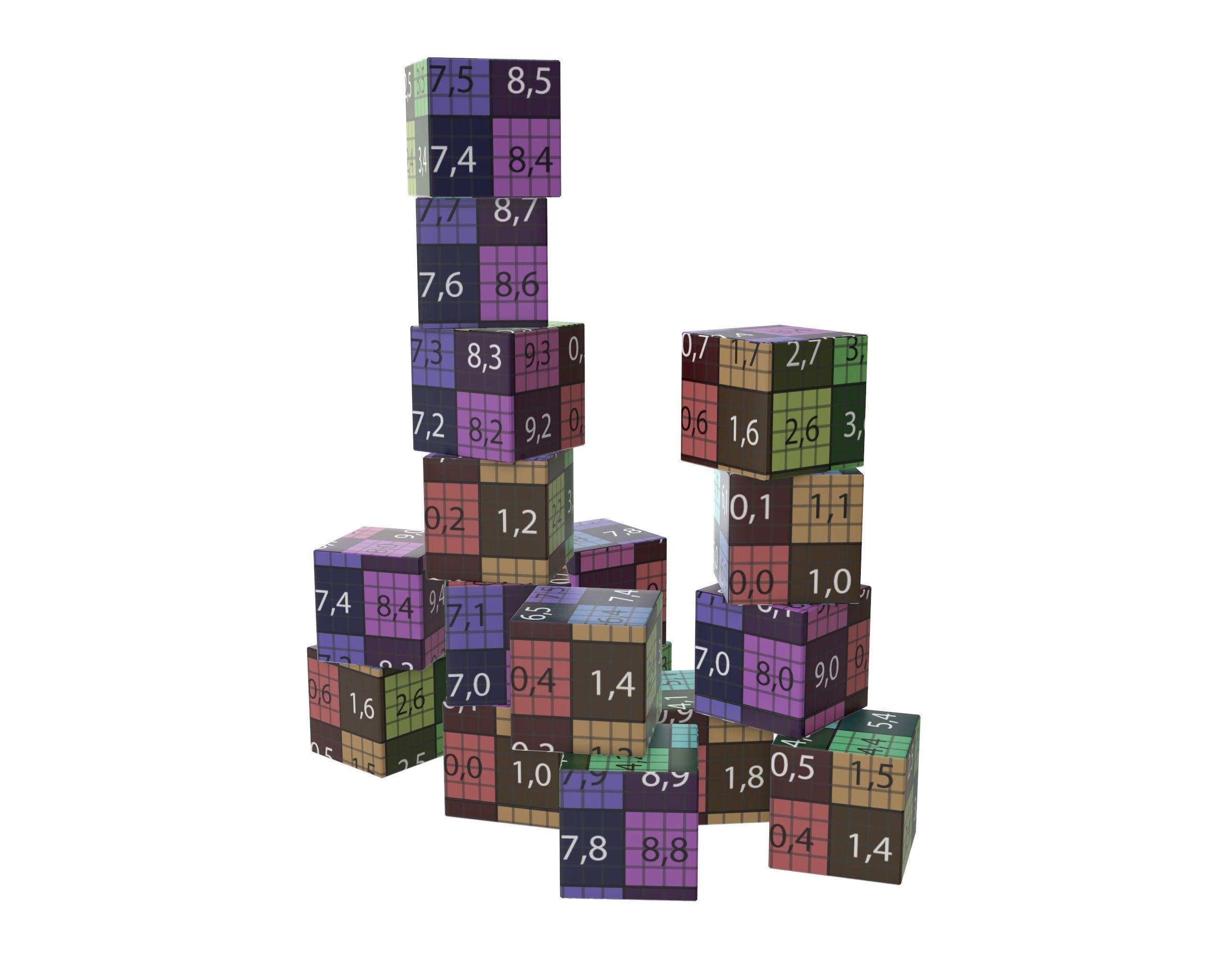 Colored cubes 3D model_10