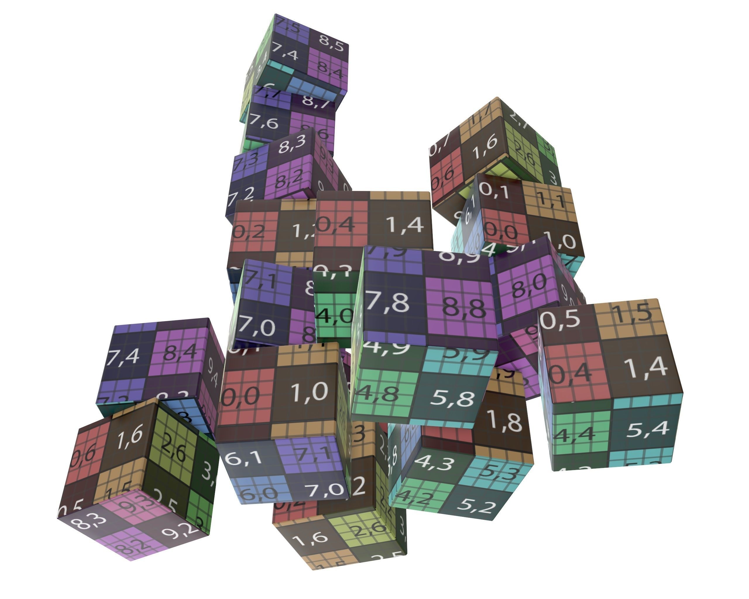 Colored cubes 3D model_12