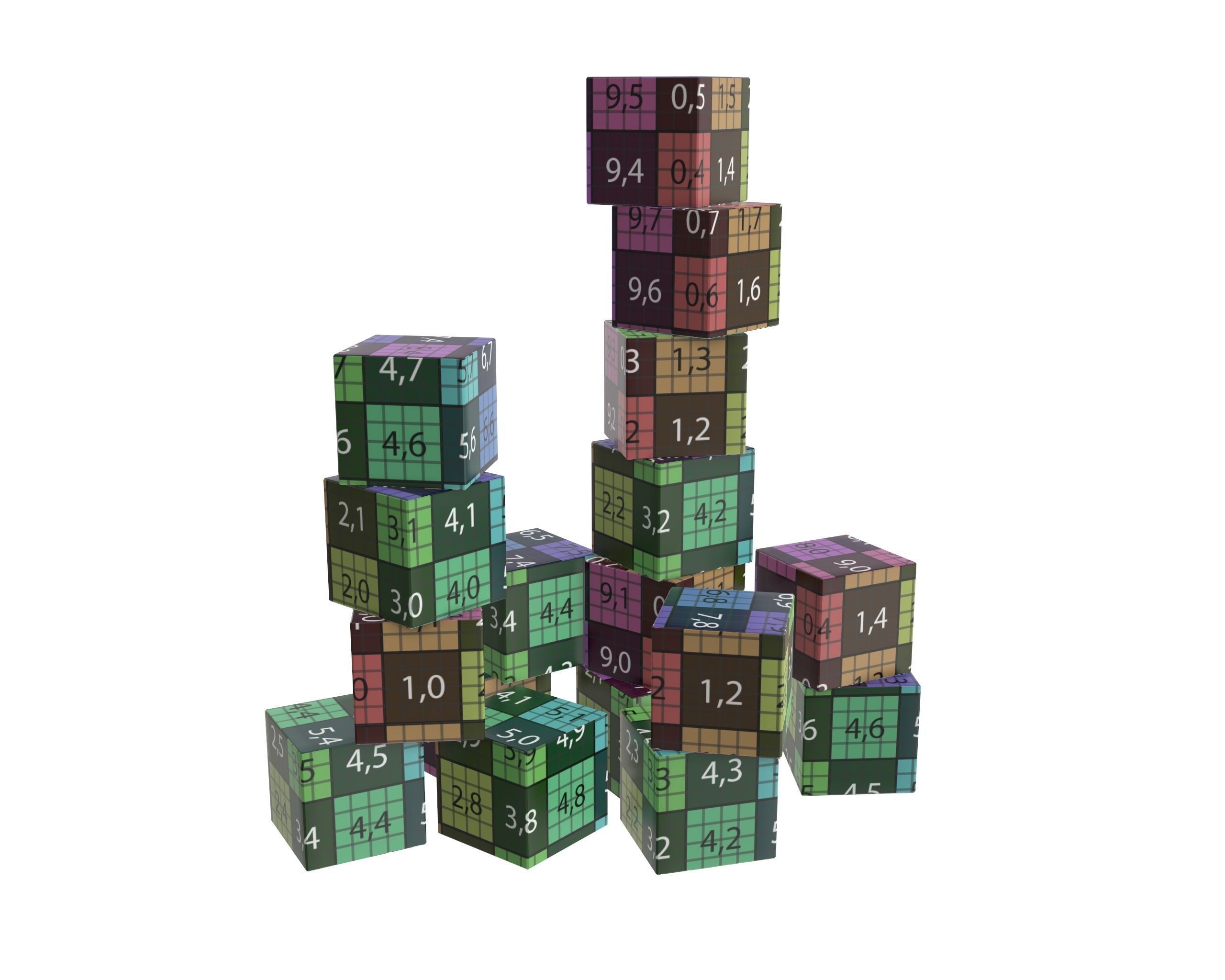 Colored cubes 3D model_9