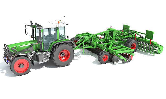 Tractor with Disc Harrow 3D model