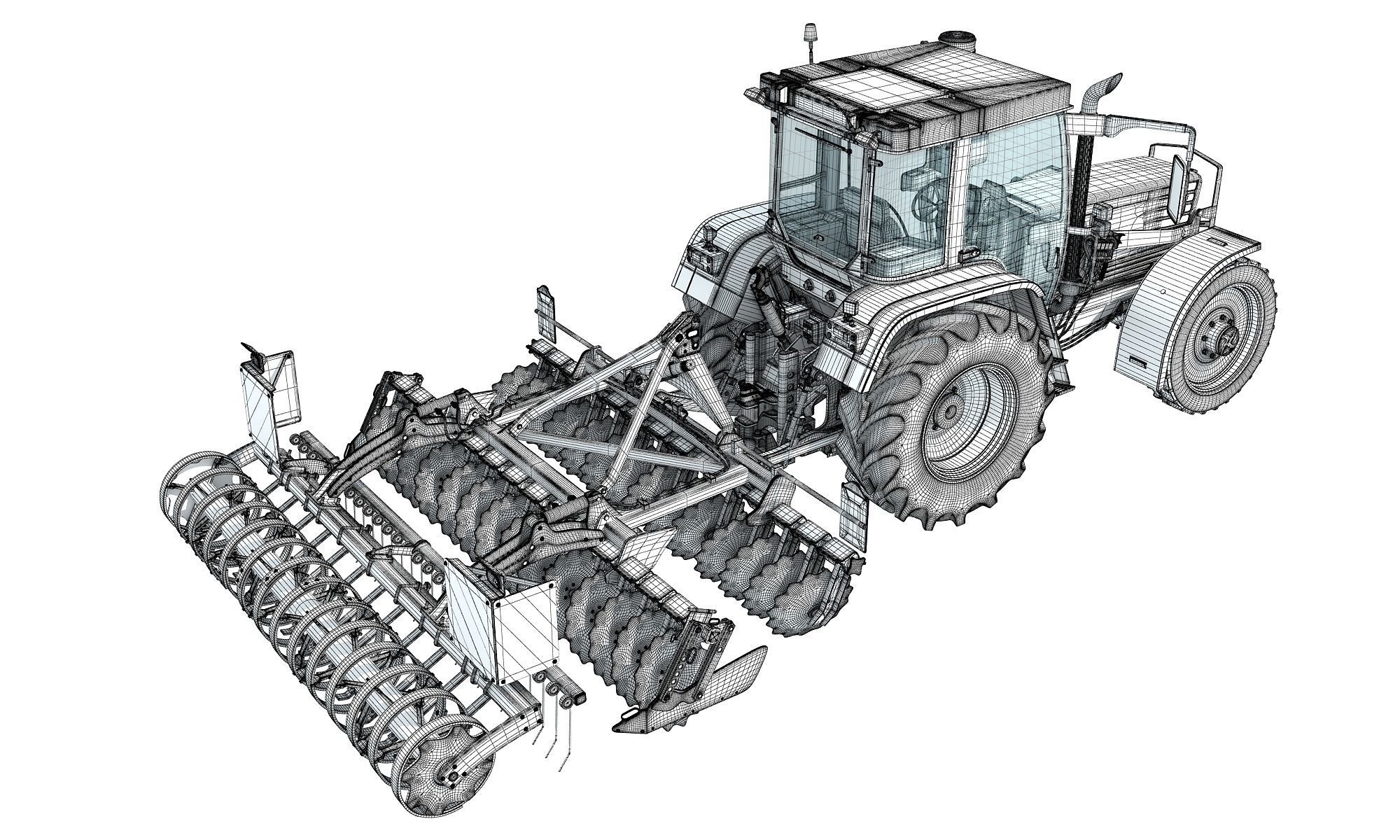 Tractor with Disc Harrow 3D model_17