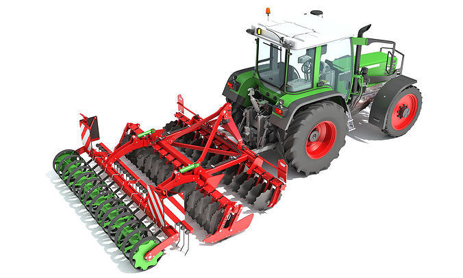 Tractor with Disc Harrow 3D model