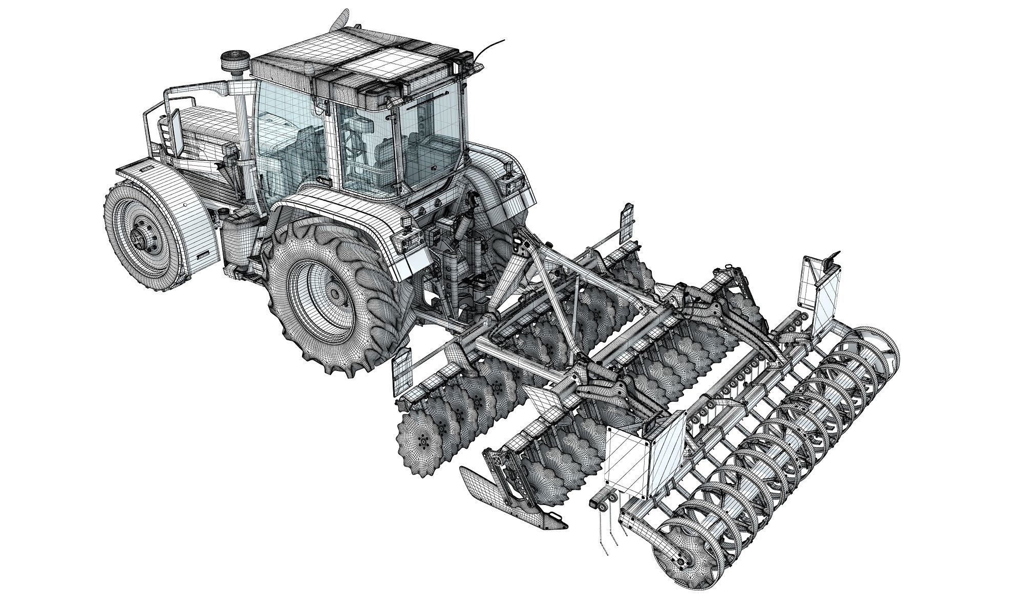 Tractor with Disc Harrow 3D model_16