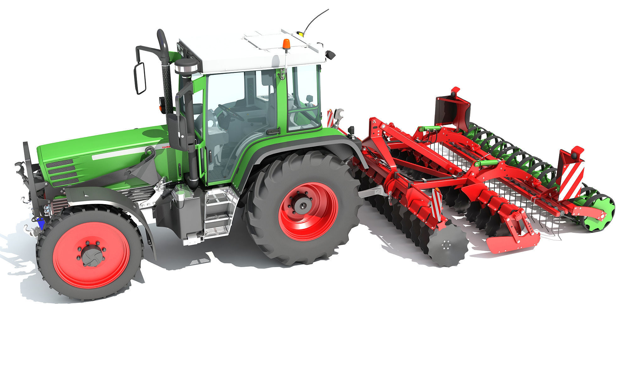 Tractor with Disc Harrow 3D model_1