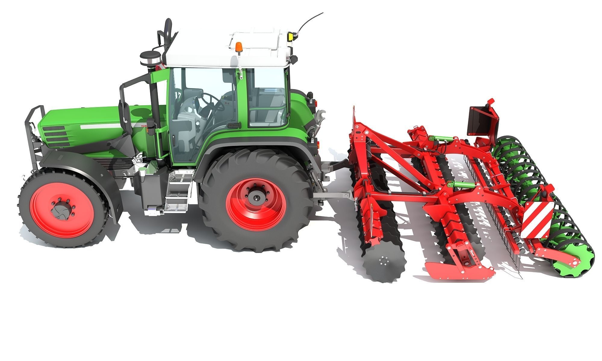 Tractor with Disc Harrow 3D model_2