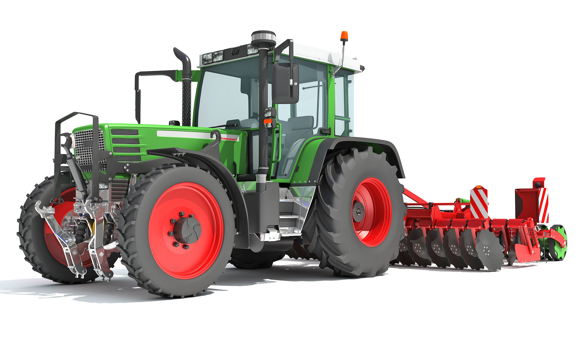 Tractor with Disc Harrow 3D model_10