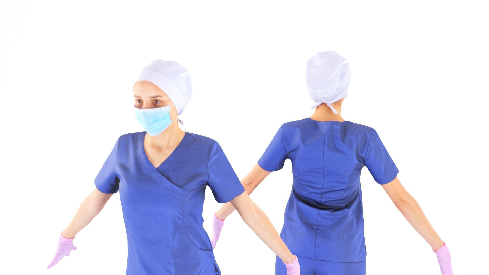 Female nurse 21 Low-poly 3D model_2