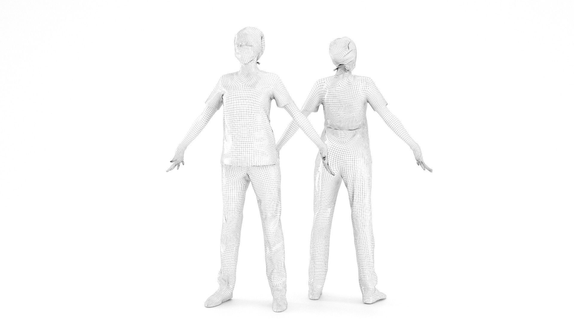 Female nurse 21 Low-poly 3D model_5