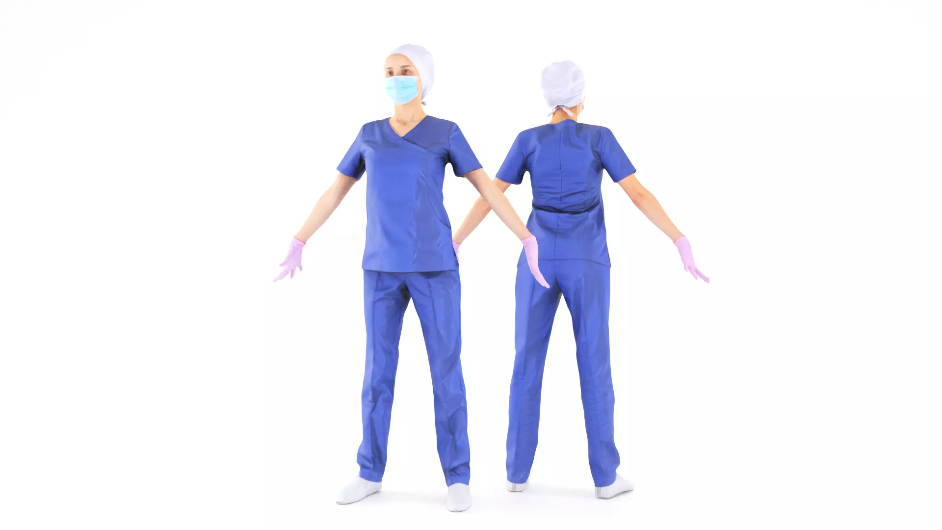 Female nurse 21 Low-poly 3D model_0