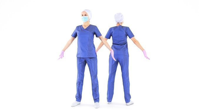 Female nurse 21 Low-poly 3D model