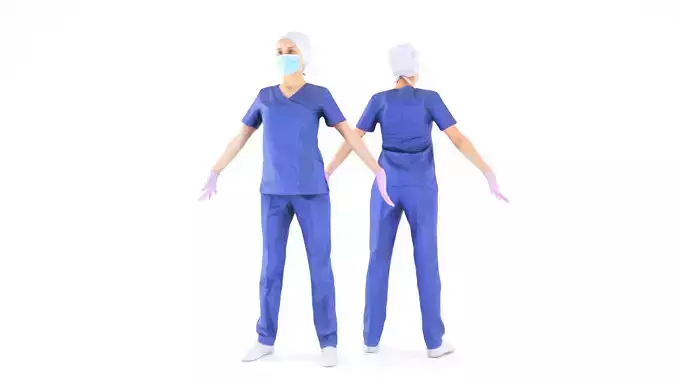 Female nurse 21 Low-poly 3D model