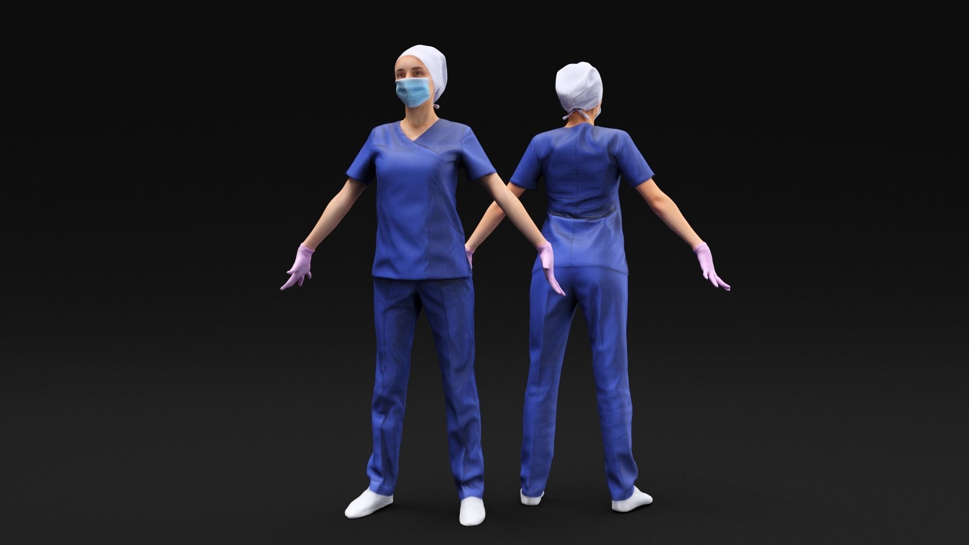 Female nurse 21 Low-poly 3D model_3