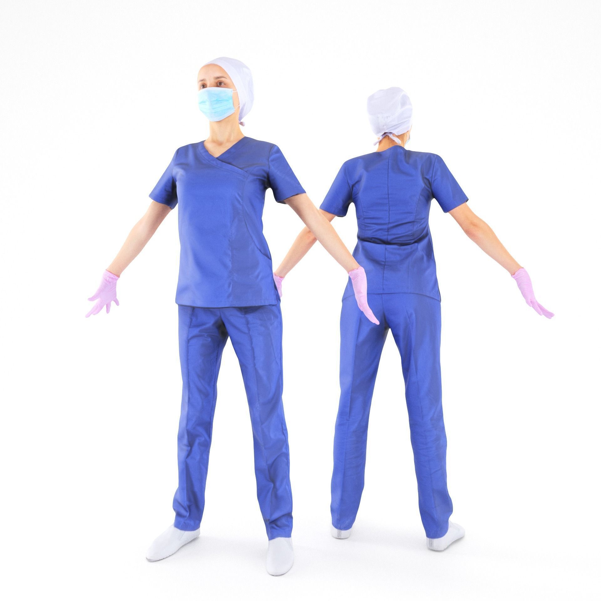 Female nurse 21 Low-poly 3D model_1