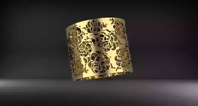 3d model of a ring with roses
