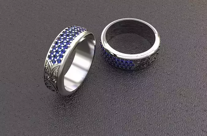 ORNAMENT MEN RING WITH GEMS