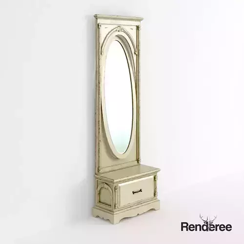 Victorian Hallway Mirror Old White 3D model