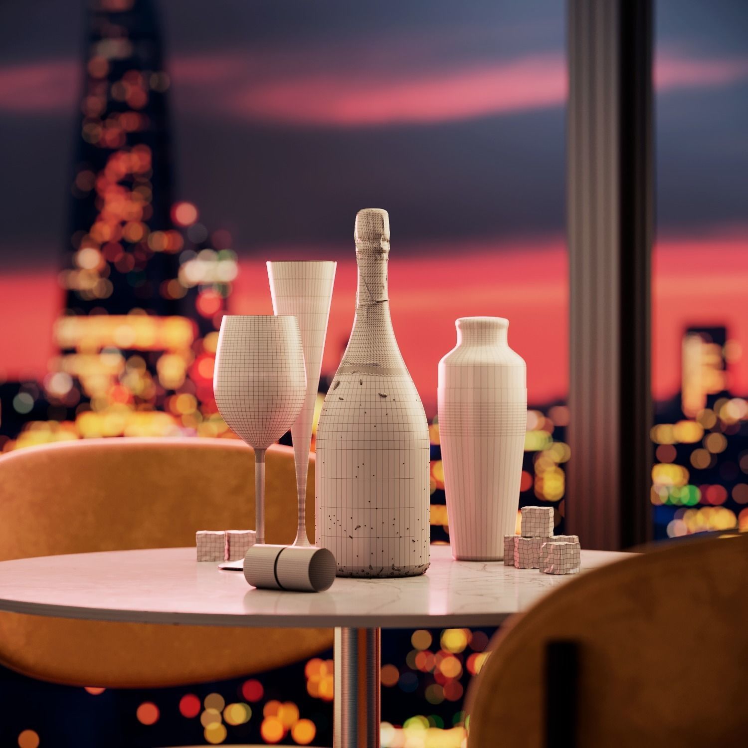 Dom Perignon Set 3D model_12