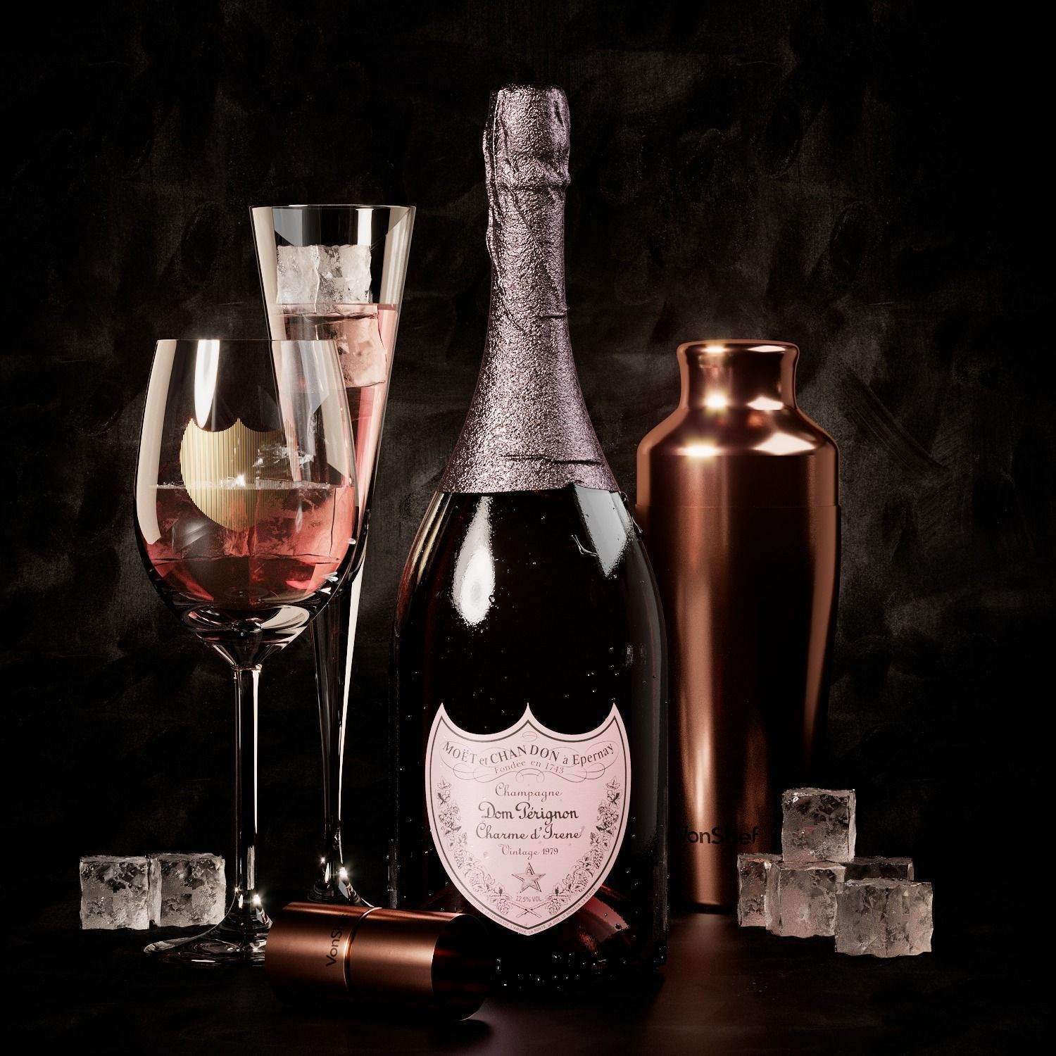 Dom Perignon Set 3D model_1