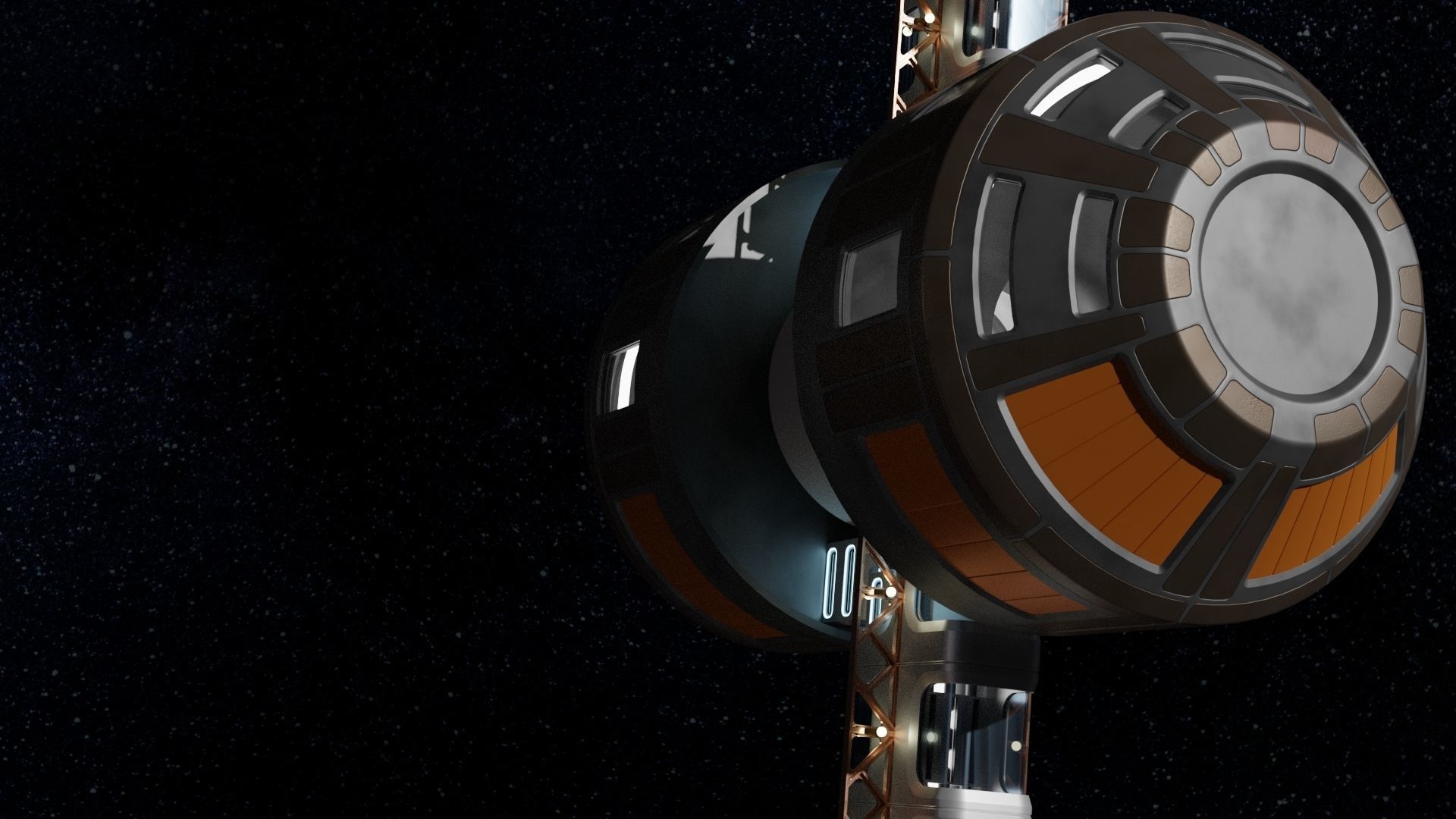 Space station with artificial gravity ring 3D model_5