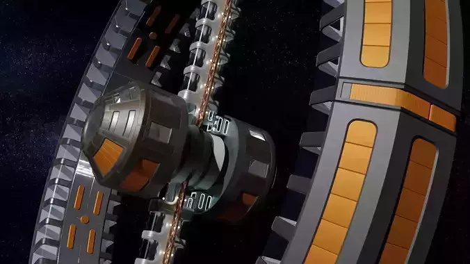 Space station with artificial gravity ring 3D model