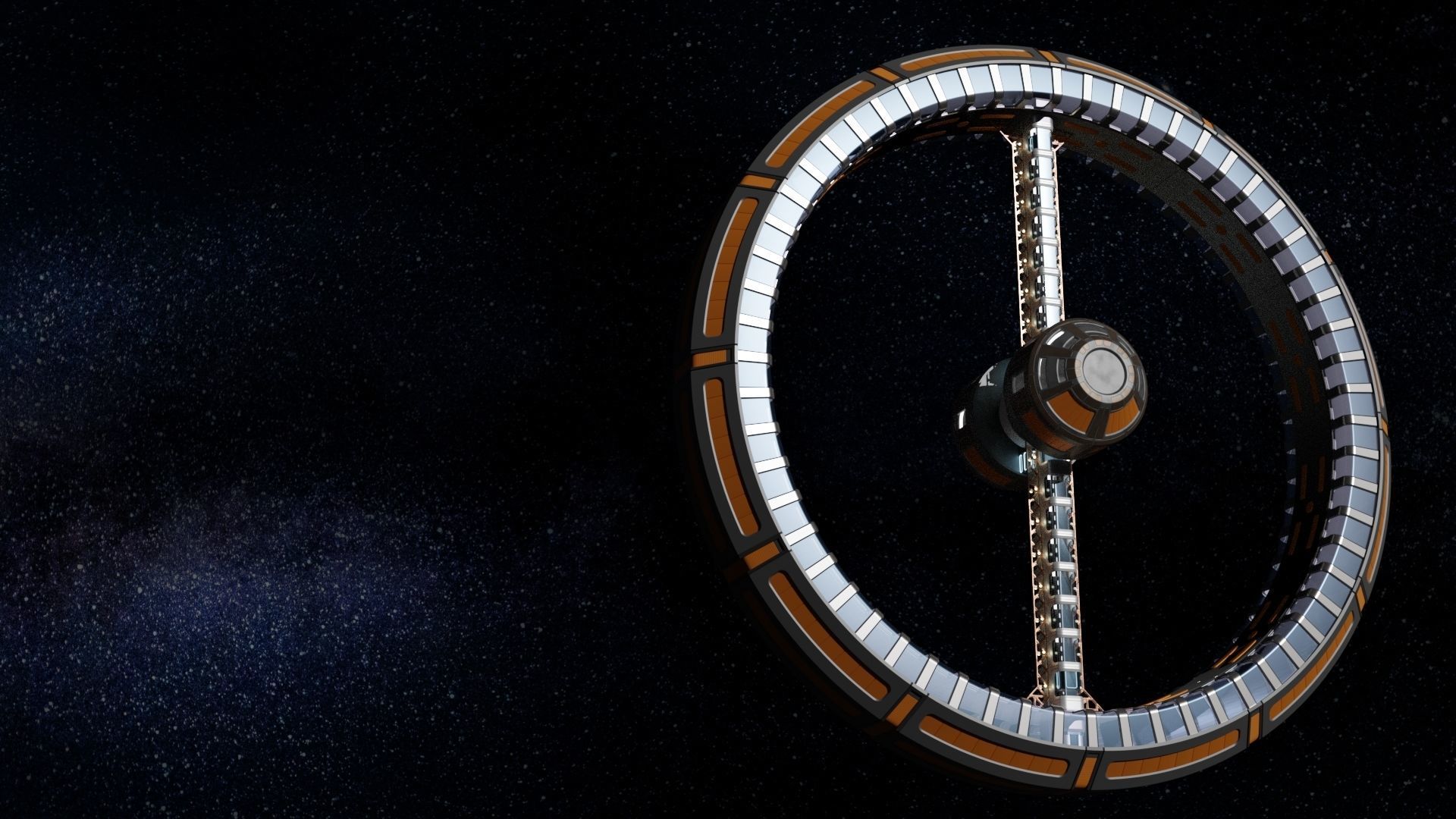 Space station with artificial gravity ring 3D model_4