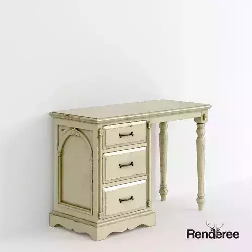Victorian Desk Old White 3D model