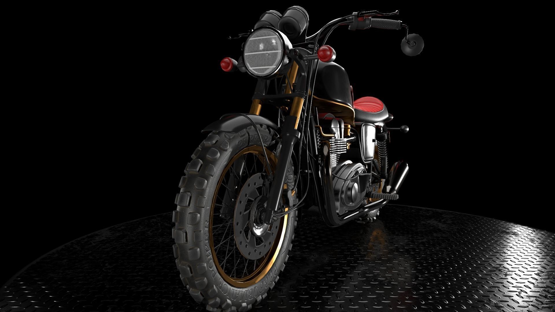 Cafe Racer Low-poly 3D model_5