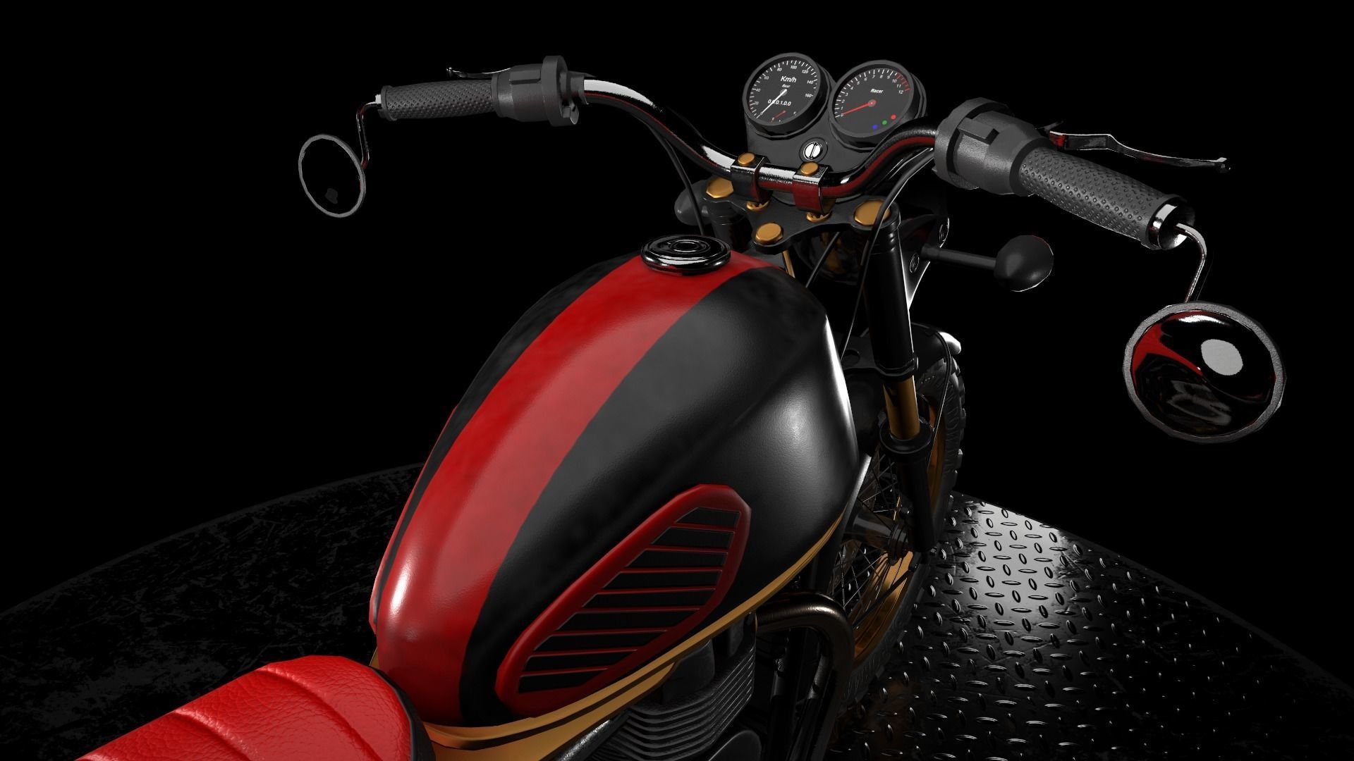 Cafe Racer Low-poly 3D model_15
