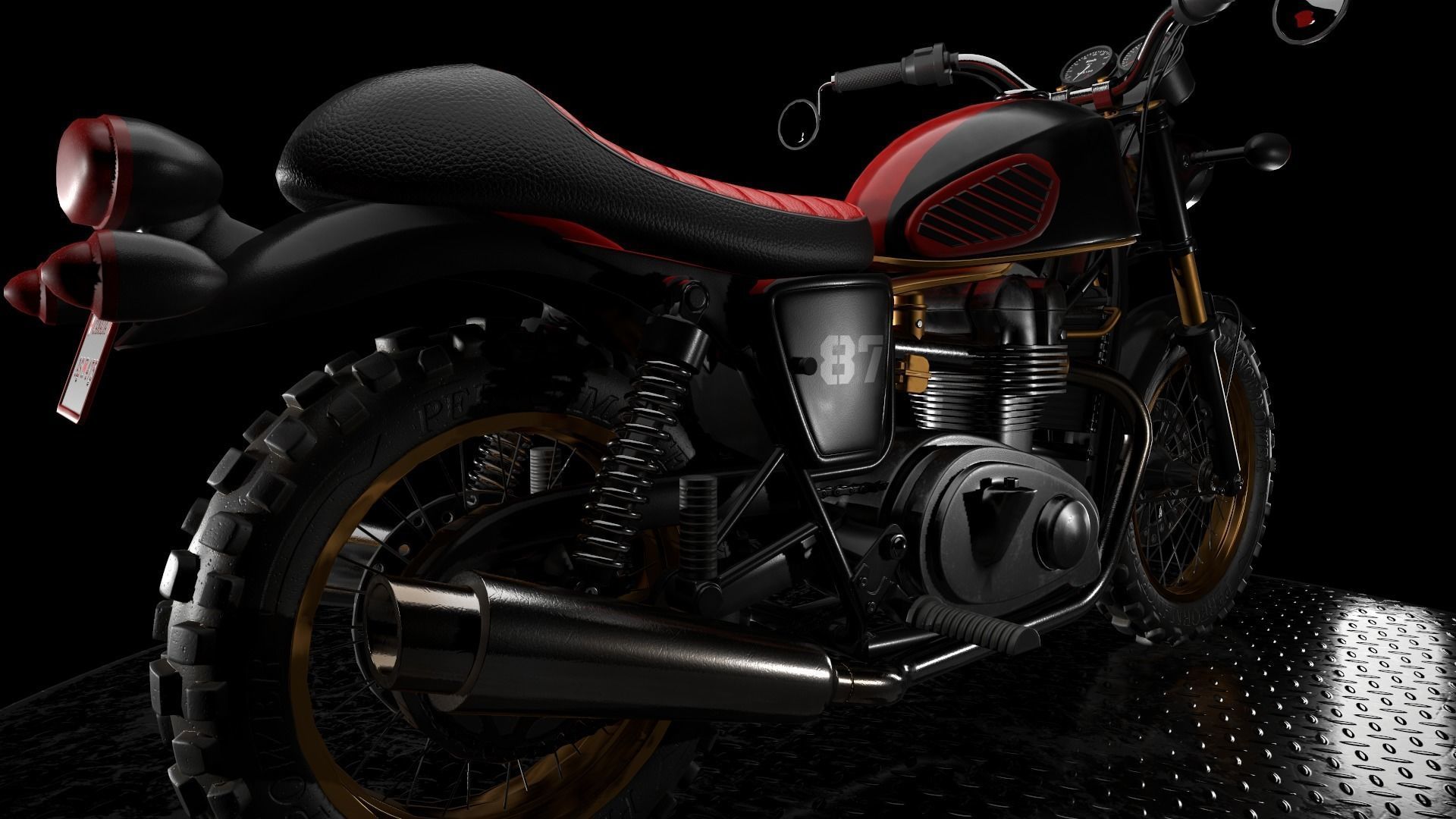 Cafe Racer Low-poly 3D model_2